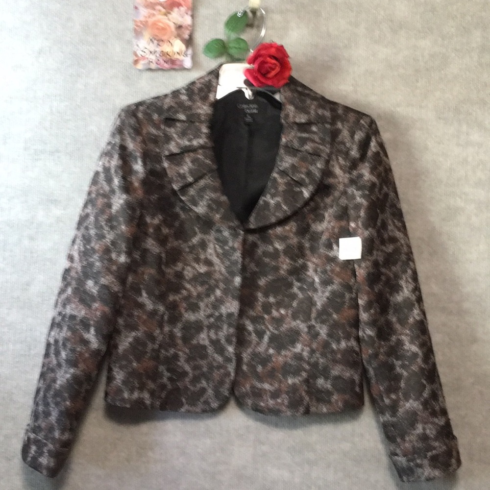 VTG Collections by Le Suit Open front blazer Whimseygoth PLEATED COLLAR Sz 6 NWT